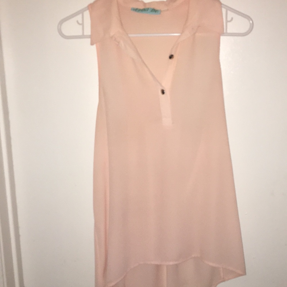 Sheer Peach Sleeveless Dressy Tunic